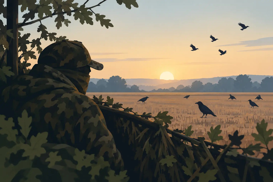 Krähenjagd Tarnung: Am Stand unbemerkt bleiben