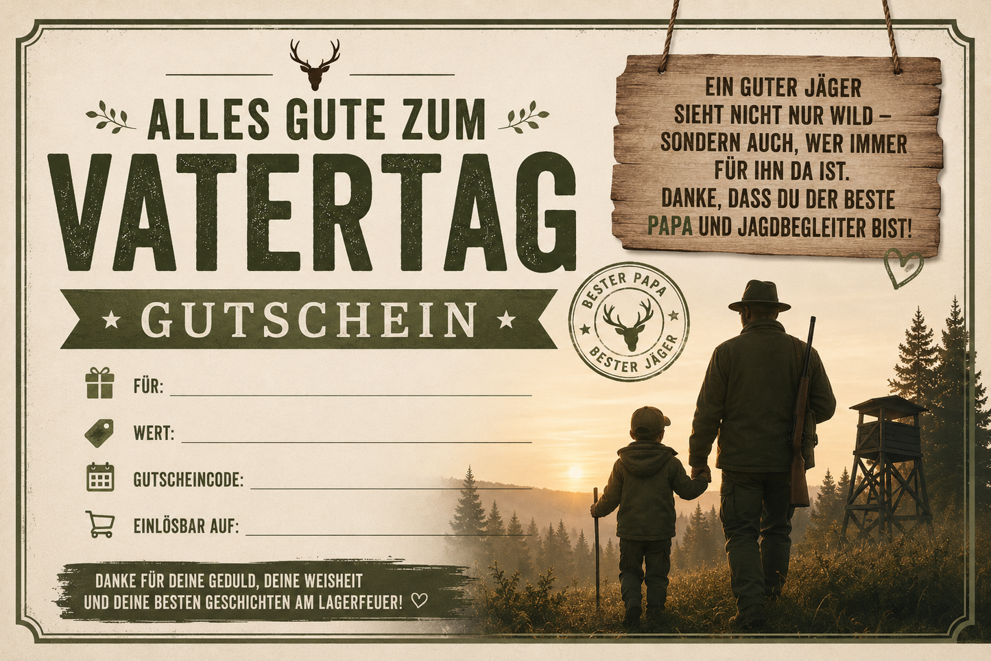 Vatertags Last-Minute Geschenk für Jäger – Der Forest-Hunt Geschenkgutschein