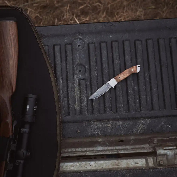 Damastmesser mit Lederscheide Parforce