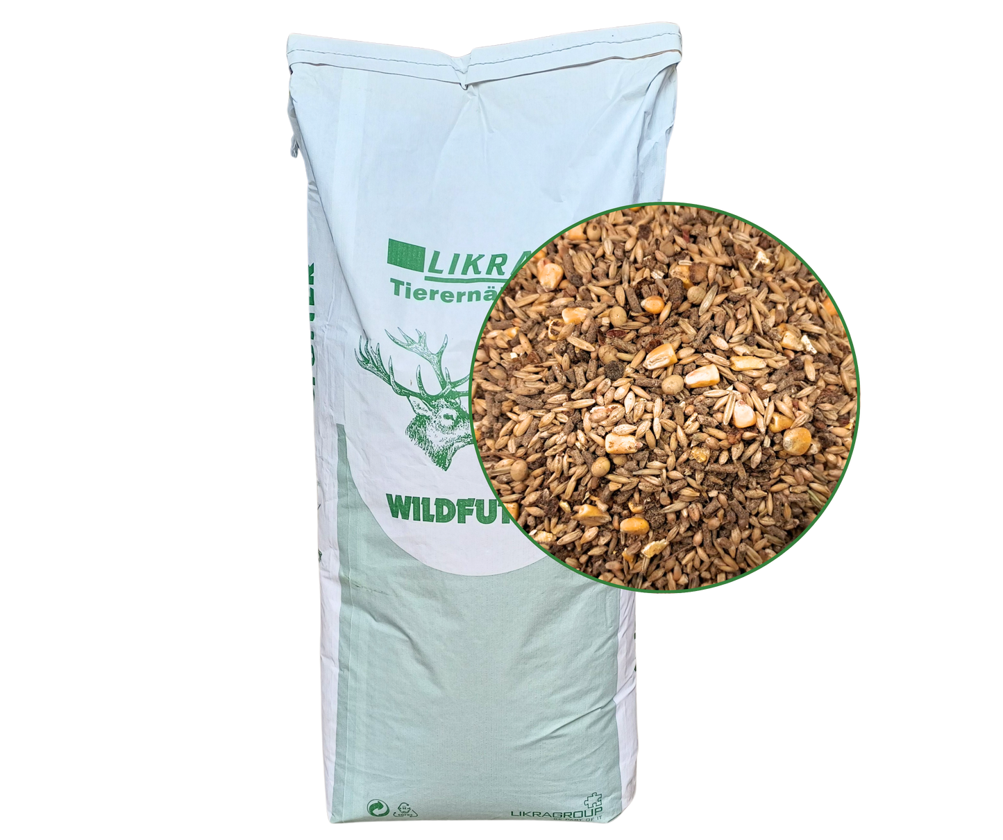 LIKRA Aufbaumüsli Wildfutter in Müsliform mit Apfeltrester und Getreide – Aufbaufutter für Reh- und Rotwild im 25 kg Sack