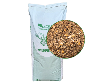 LIKRA Aufbaumüsli Wildfutter in Müsliform mit Apfeltrester und Getreide – Aufbaufutter für Reh- und Rotwild im 25 kg Sack