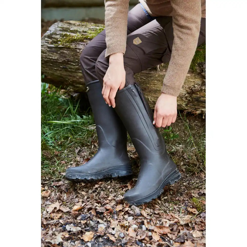 Gummistiefel mit Reißverschluss und Neoprenfutter, oliv